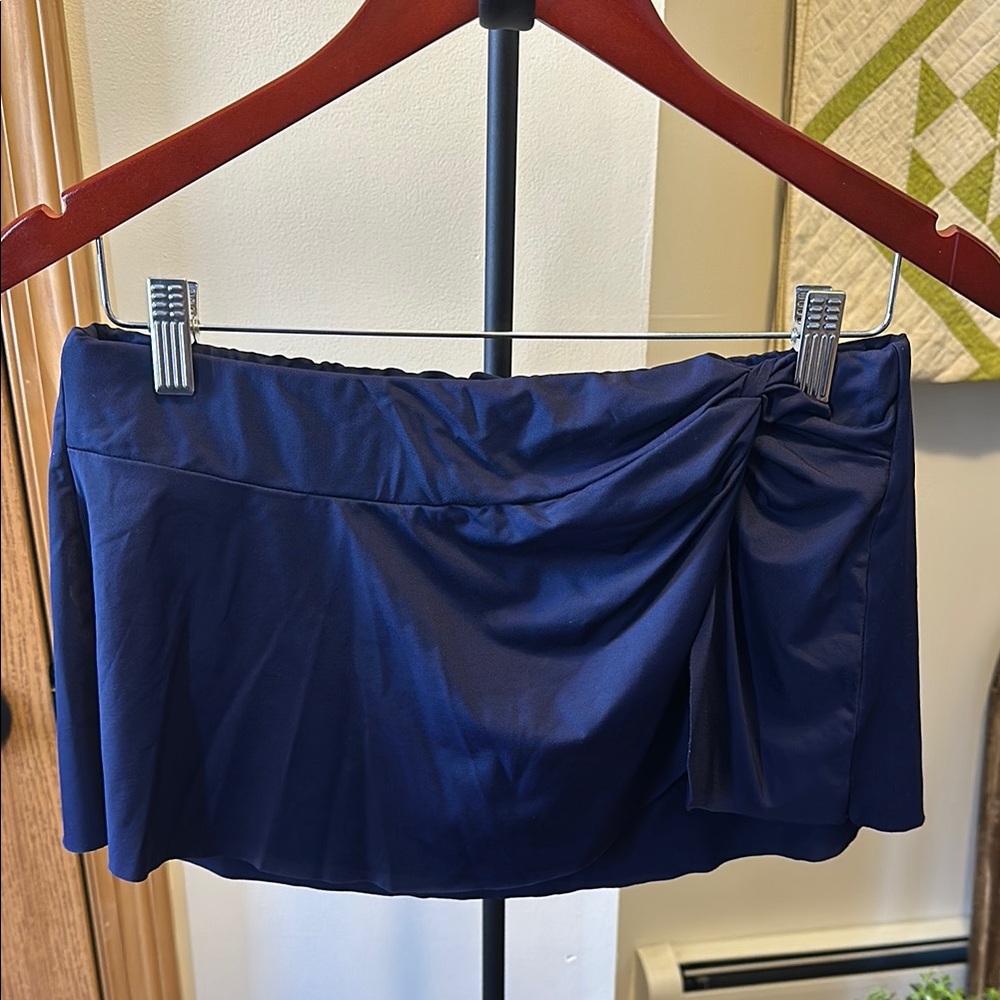 Anne Cole Navy Swim Skirt with Ruched Waist Knot